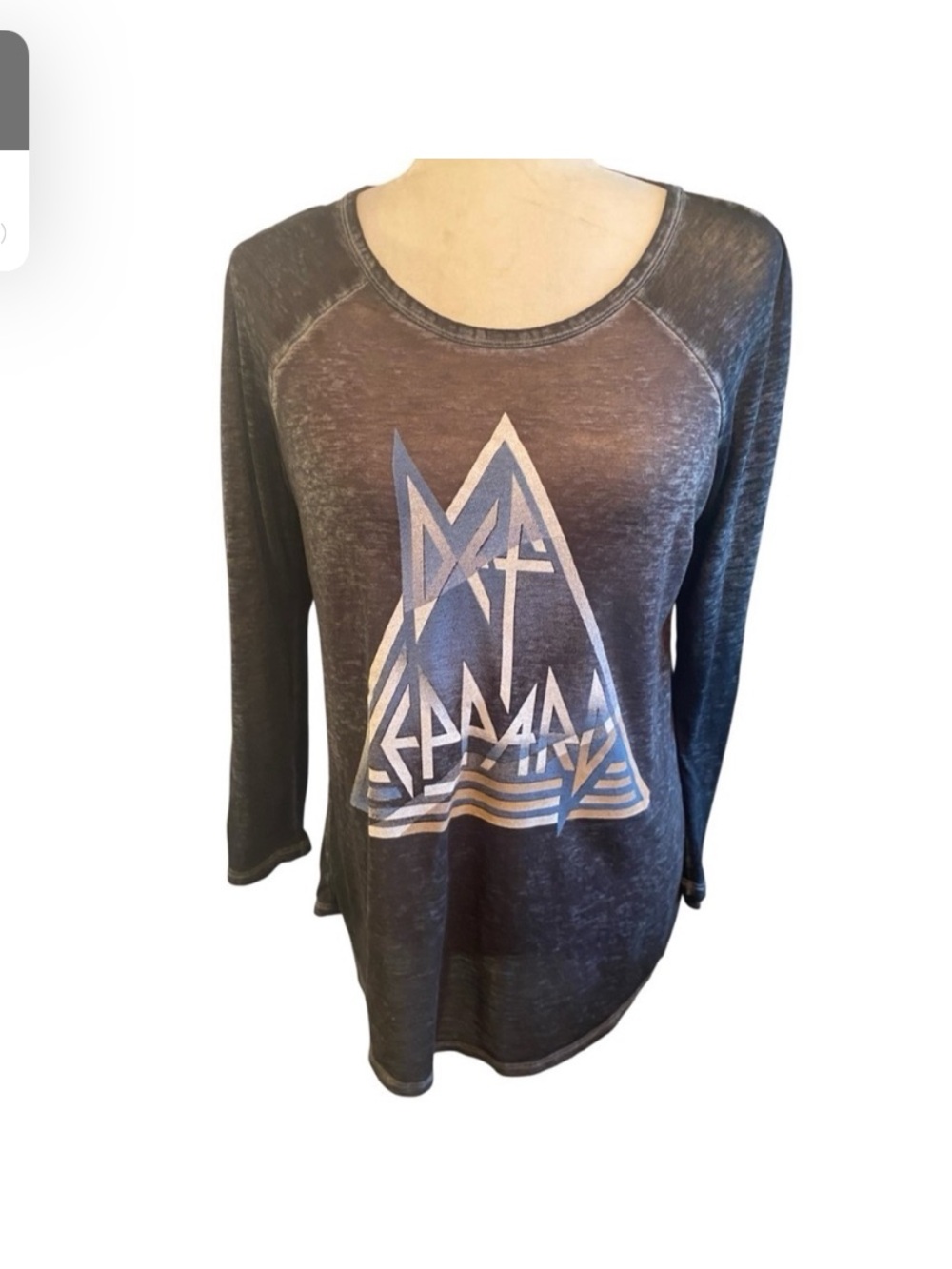 Def Leppard x Lucky Brand Womens Raglan Sleeve Grey Shirt